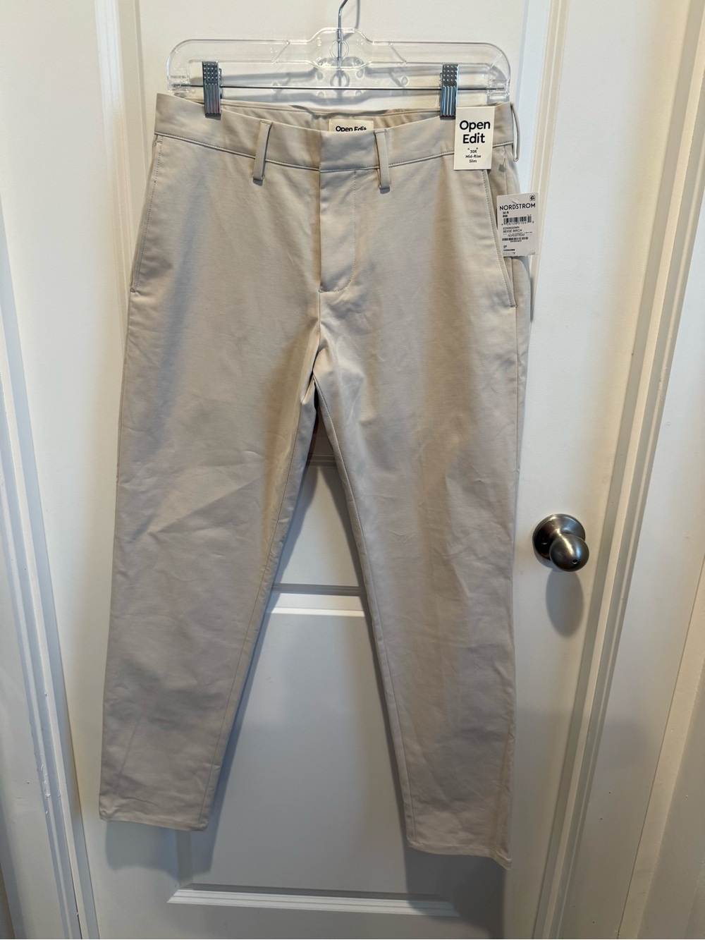 NWT Open Edit Mid Rise Slim Pants Beige Birch 30 Office Career